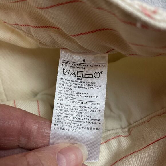 Banana Republic Outlet Wide Leg Trouser Jeans Womens 6 Ivory Pink Stripe Hi Rise - Picture 4 of 8